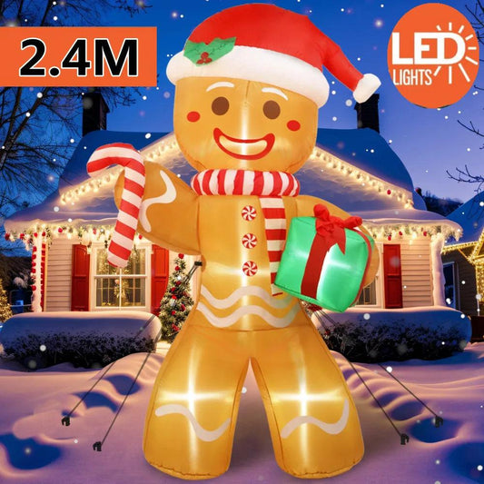 Christmas Inflatable Gingerbread Man | 8ft LED Lights | Toylandeu™