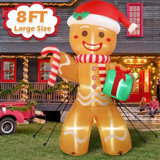 Christmas Inflatable Gingerbread Man | 8ft LED Lights | Toylandeu™