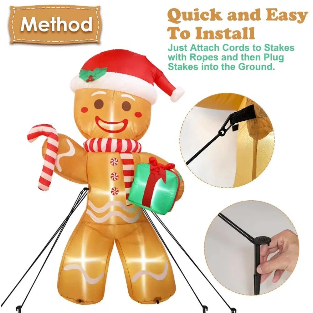 Christmas Inflatable Gingerbread Man | 8ft LED Lights | Toylandeu™