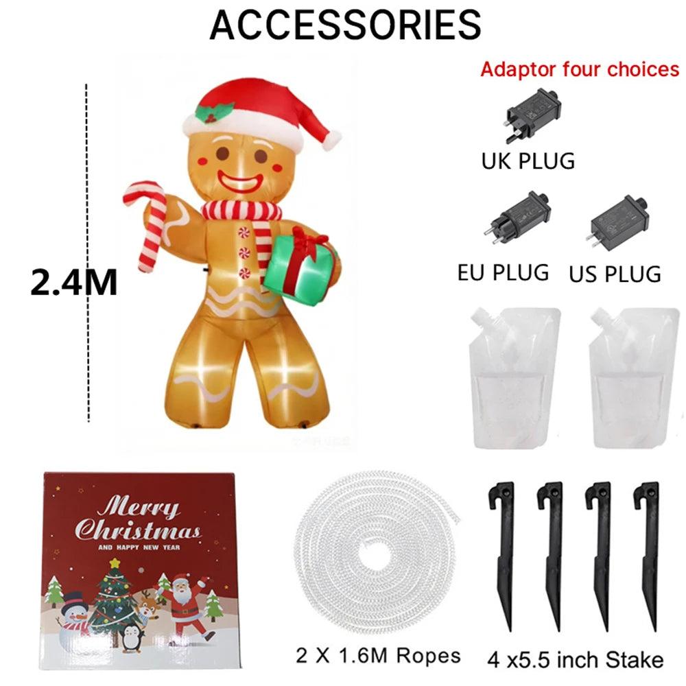 Christmas Inflatable Gingerbread Man | 8ft LED Lights | Toylandeu™