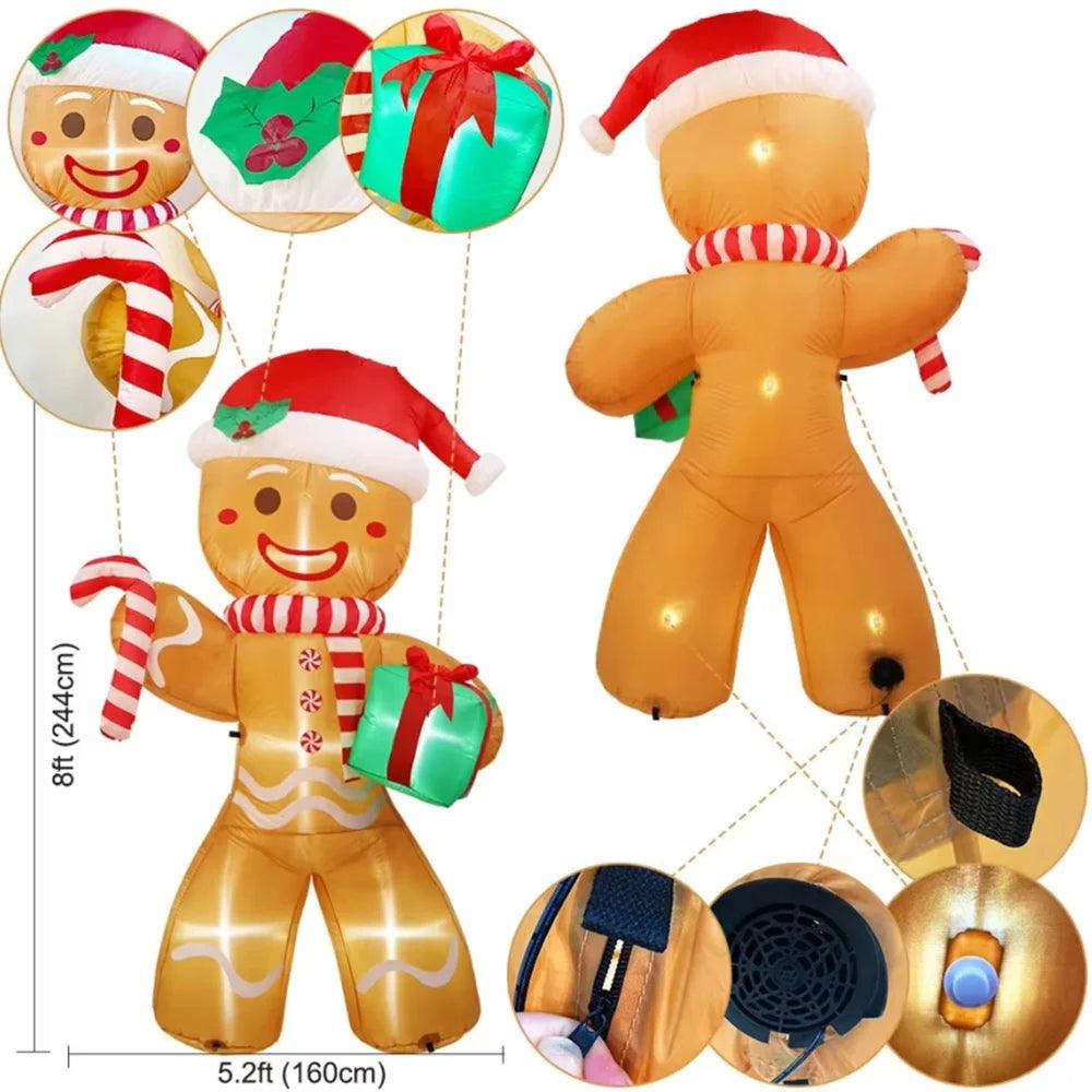 Christmas Inflatable Gingerbread Man | 8ft LED Lights | Toylandeu™