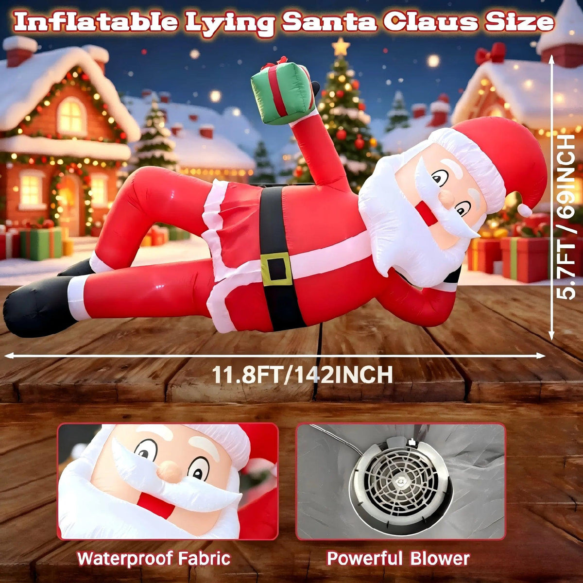 Christmas Inflatable Santa | 11.8FT Lying | Toylandeu™