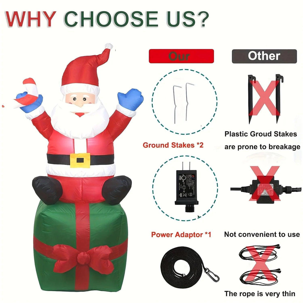 Christmas Inflatable Santa | 6.1 Ft Height | Toylandeu™