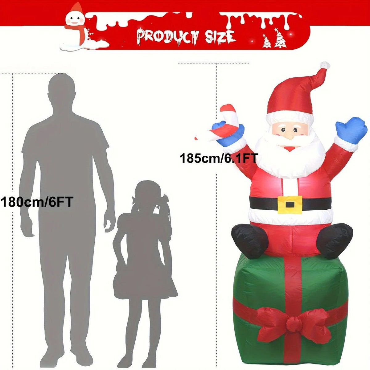 Christmas Inflatable Santa | 6.1 Ft Height | Toylandeu™