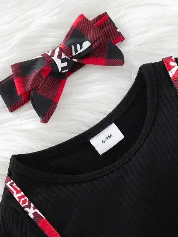  Christmas Plaid Patchwork Snowflake Dress With Headband -  ToylandEU™