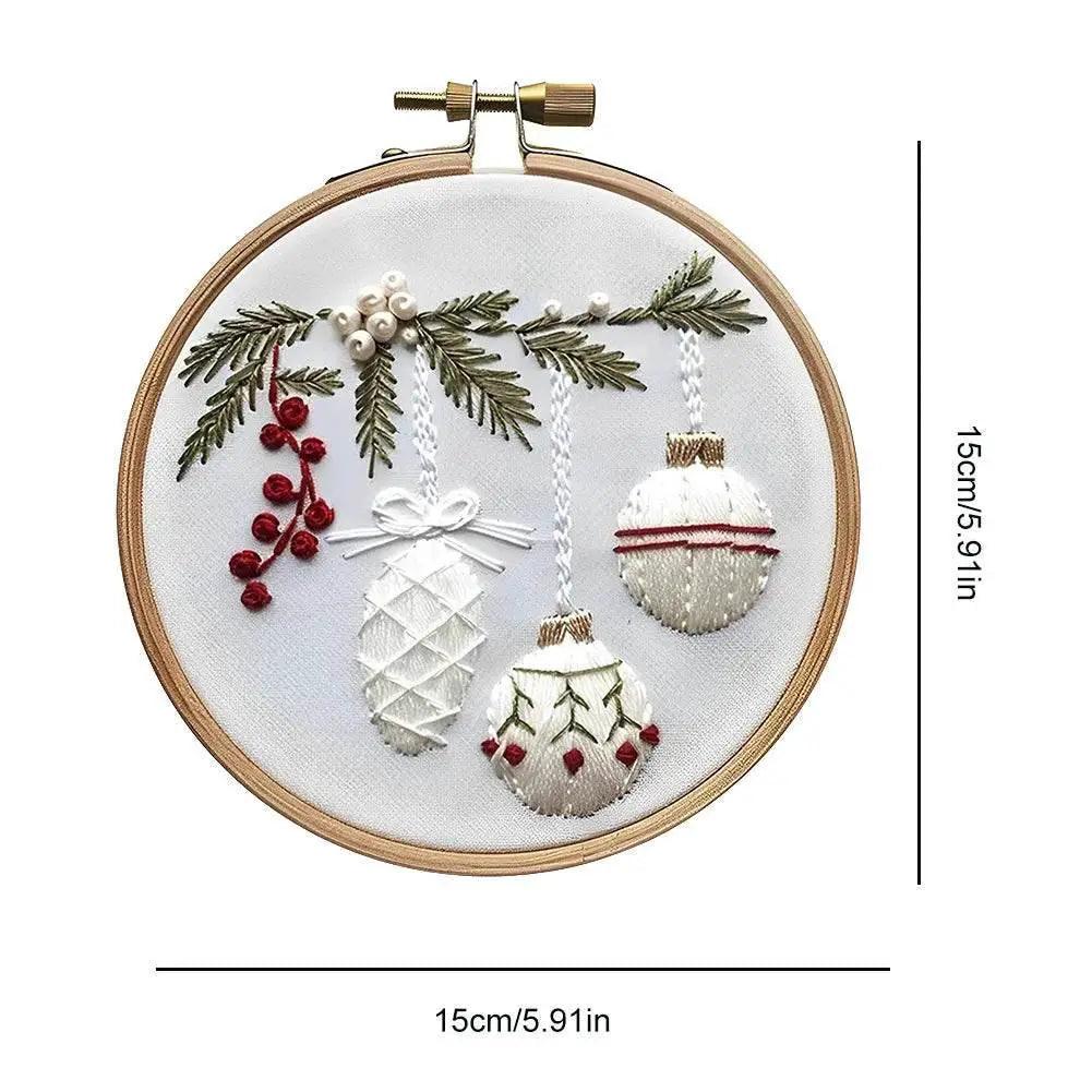  Christmas-Themed DIY Embroidery Kit: 4 Set Handmade Cross Stitch Patterns with Gnome, Snow House, and Fireplace Designs -  ToylandEU™