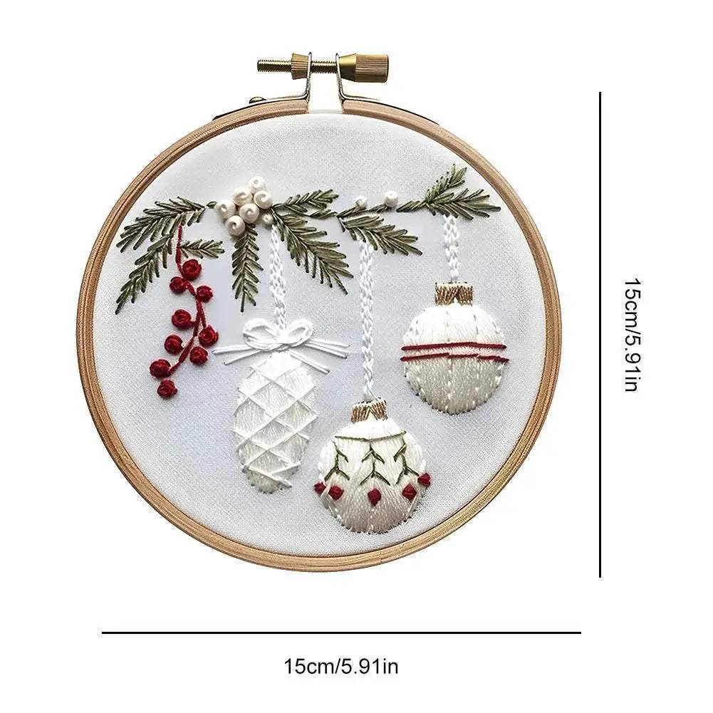  Christmas-Themed DIY Embroidery Kit: 4 Set Handmade Cross Stitch Patterns with Gnome, Snow House, and Fireplace Designs -  ToylandEU™