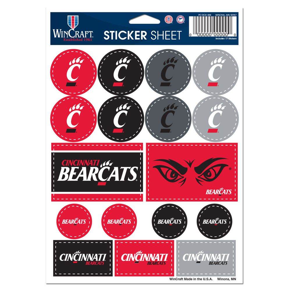 Cincinnati Bearcats Decal Sheet 5x7 Vinyl Sticker Pack - ToylandEU