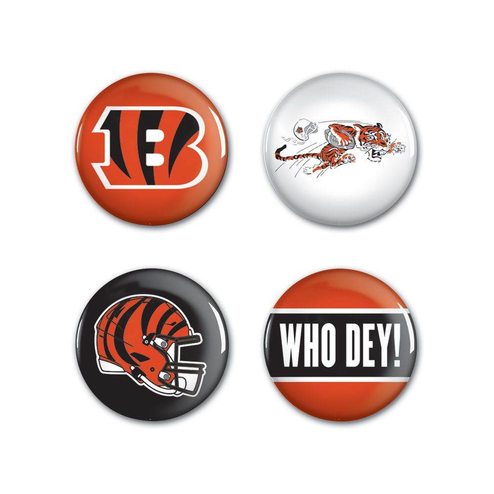 Cincinnati Bengals 4 Pack Logo Slogan Helmet Buttons - ToylandEU