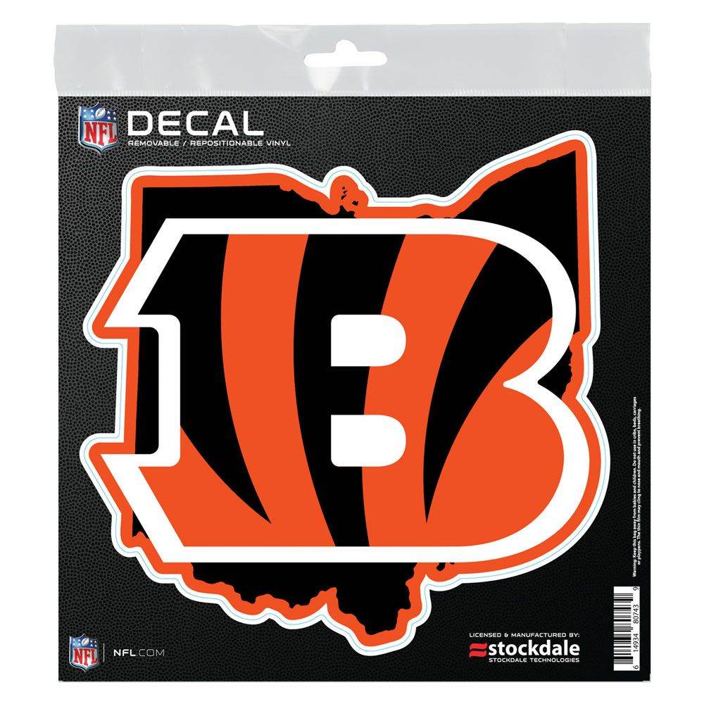 Cincinnati Bengals 6x6 All Surface State Shape Decal - ToylandEU