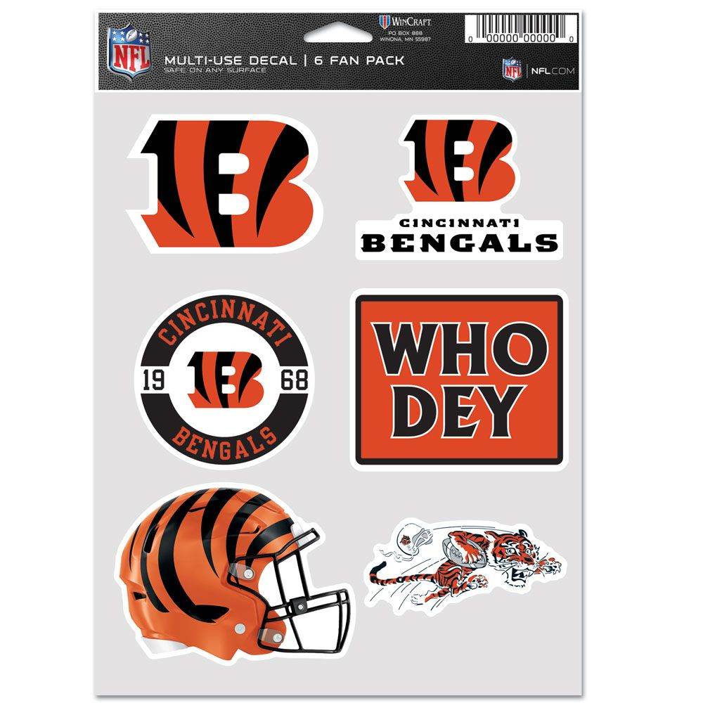 Cincinnati Bengals Decal Multi Use Fan 6 Pack Variety - ToylandEU