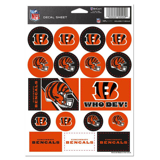 Cincinnati Bengals Decal Sheet 5x7 Vinyl Sticker Pack - ToylandEU
