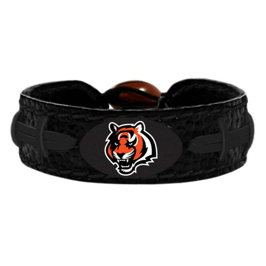 Cincinnati Bengals Leather Bracelet Black Ceramic Bead - ToylandEU