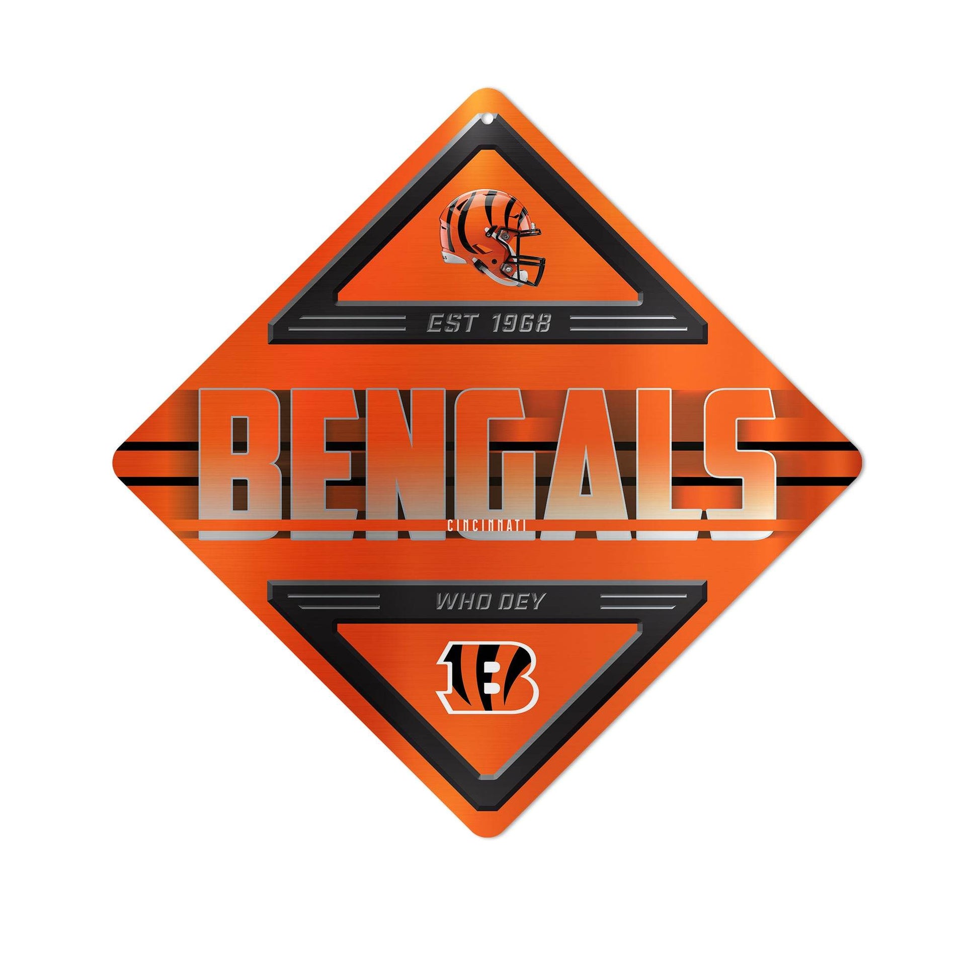 Cincinnati Bengals Metal Diamond Shape Sign 12 Inch Wall - ToylandEU