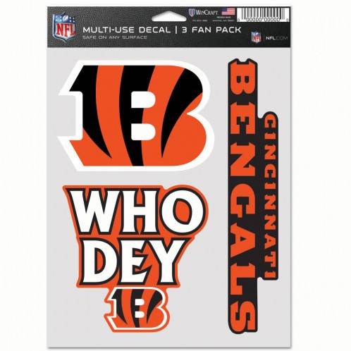 Cincinnati Bengals Multi Use Decal 3 Pack Indoor Outdoor - ToylandEU