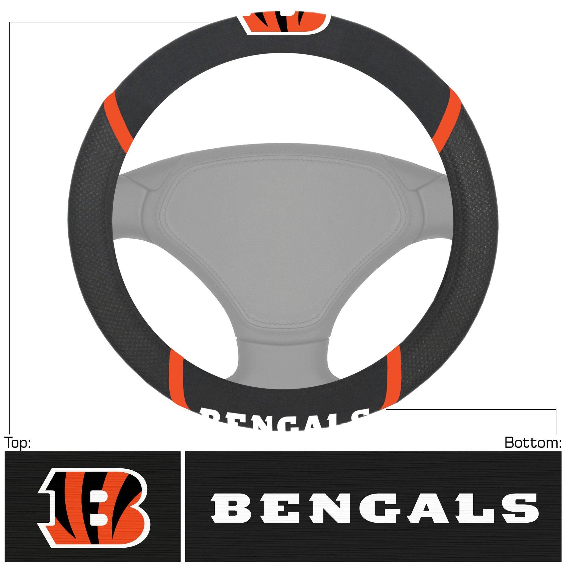 Cincinnati Bengals Steering Wheel Cover Faux Suede Mesh - ToylandEU
