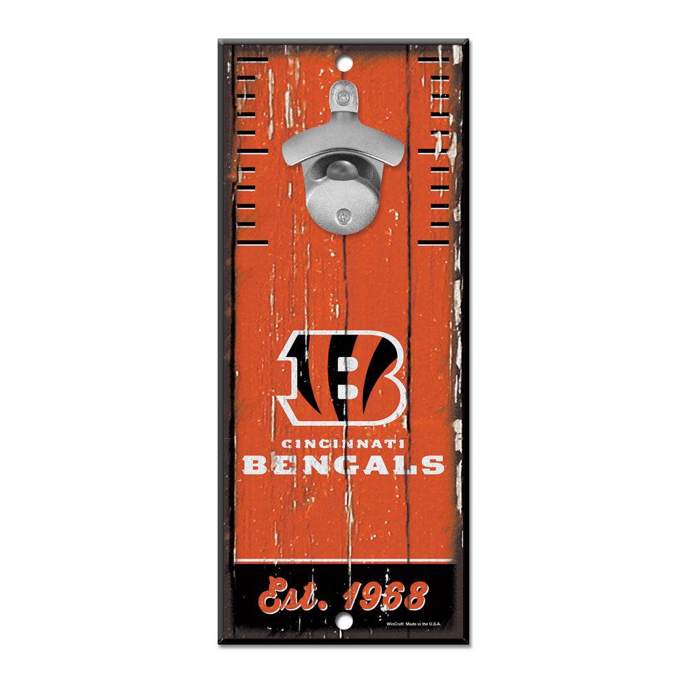 Cincinnati Bengals Wood Sign Bottle Opener 5x11 Retro - ToylandEU