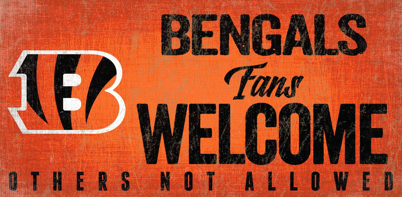 Cincinnati Bengals Wood Sign Fans Welcome Decor 12x6 - ToylandEU
