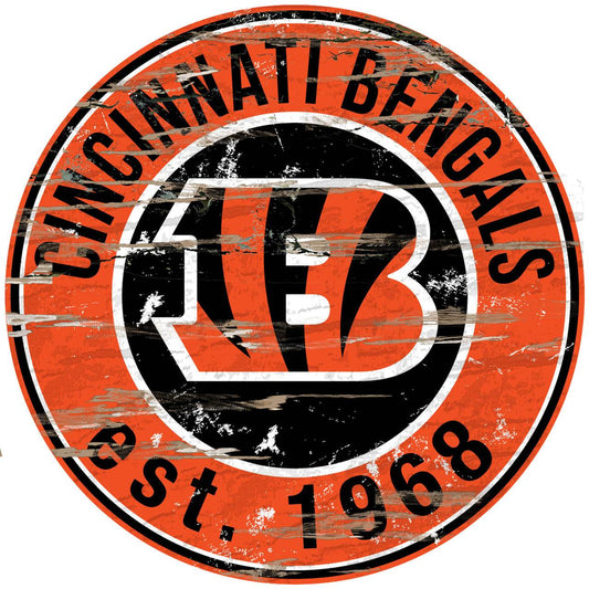 Cincinnati Bengals Wood Sign Round 24 Inch Special Order - ToylandEU