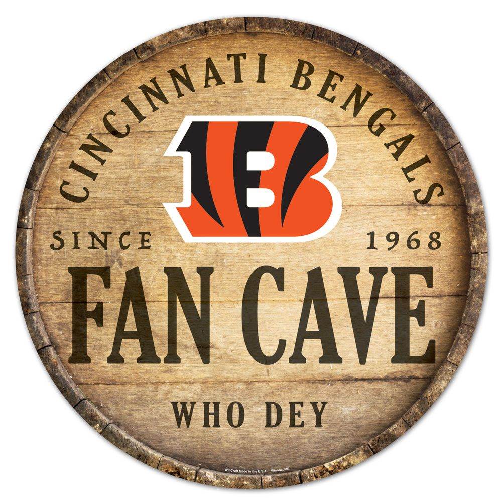 Cincinnati Bengals Wood Sign Round Barrel Top 14 Inch - ToylandEU