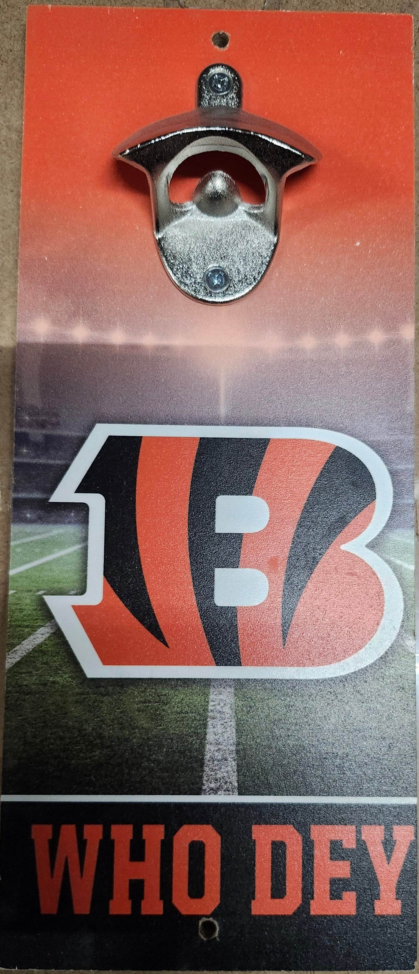 Cincinnati Bengals Wood Sign With Bottle Opener 5x11 Slogan - ToylandEU