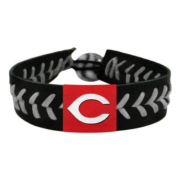 Cincinnati Reds Leather Baseball Bracelet With Ceramic Bead - ToylandEU