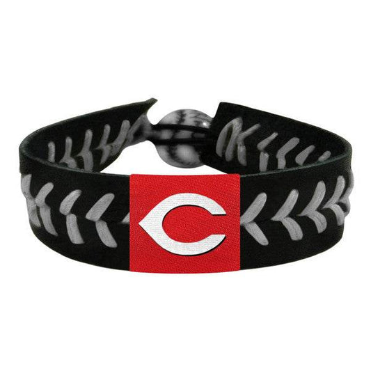 Cincinnati Reds Leather Baseball Bracelet With Ceramic Bead - ToylandEU