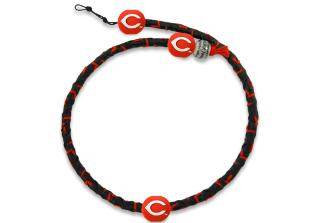 Cincinnati Reds Necklace Frozen Rope Team Color Baseball Black Leather Red Thread CO - ToylandEU