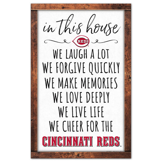 Cincinnati Reds Sign 11x17 Wood Wall Art In This House - ToylandEU
