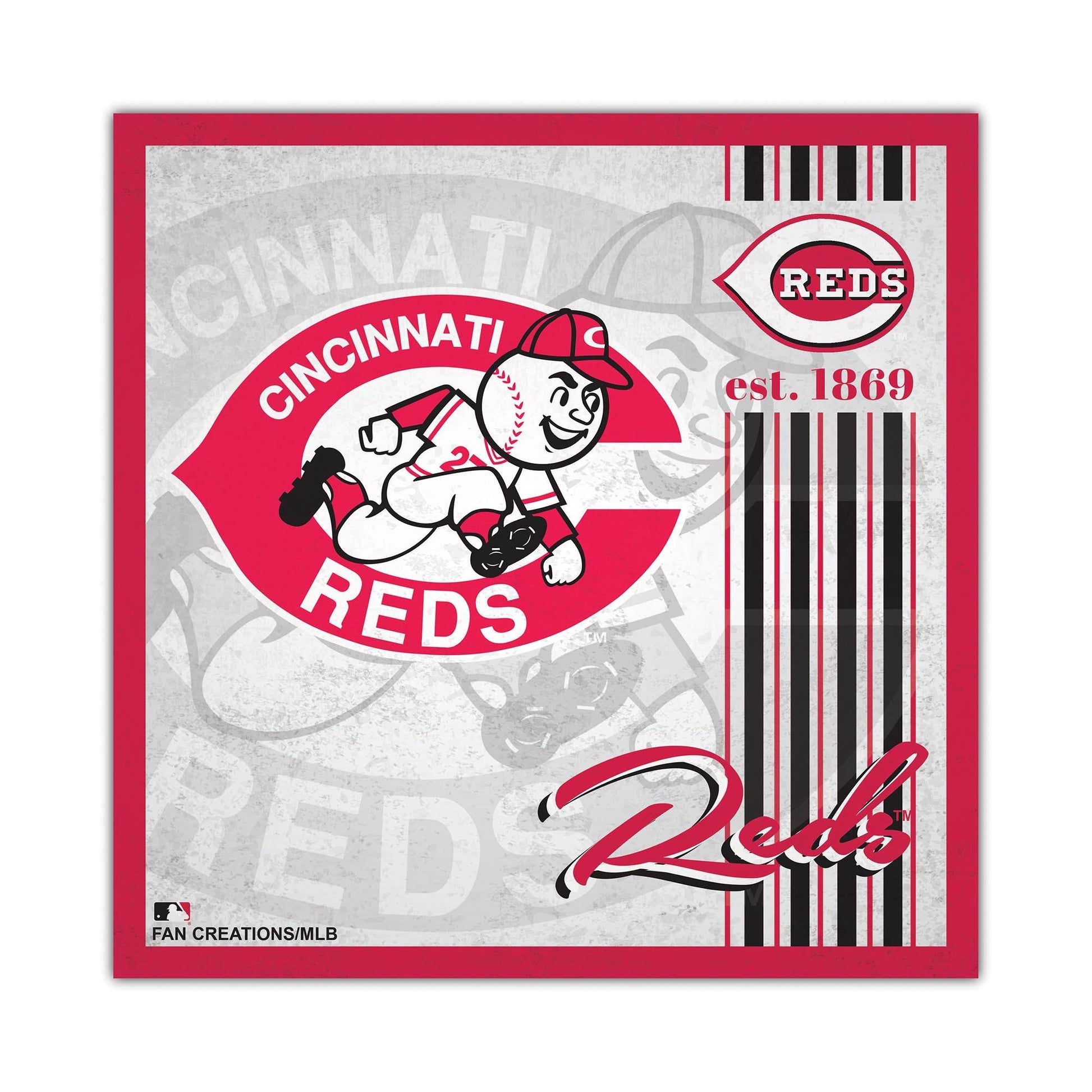 Cincinnati Reds Wood Sign 10x10 Album Design Special Order - ToylandEU