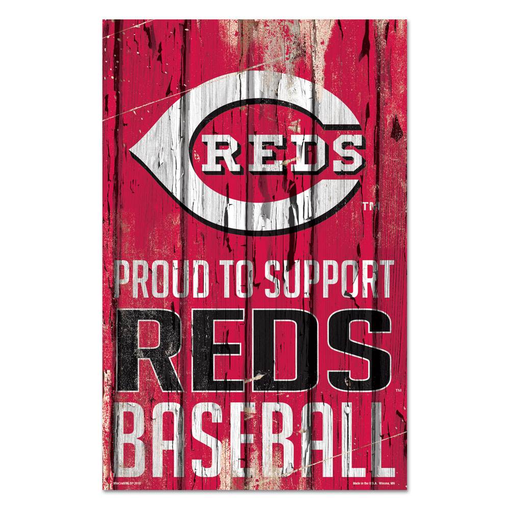 Cincinnati Reds Wood Sign 11x17 Proud to Support Design - ToylandEU