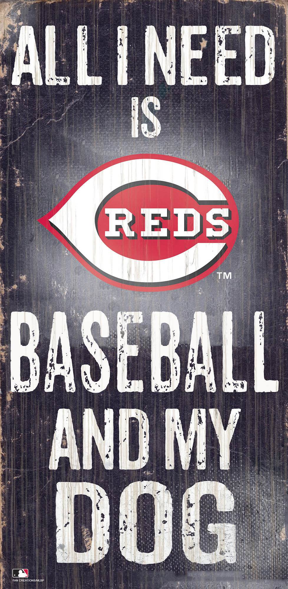 Cincinnati Reds Wood Sign 6x12 Baseball Dog Design - ToylandEU