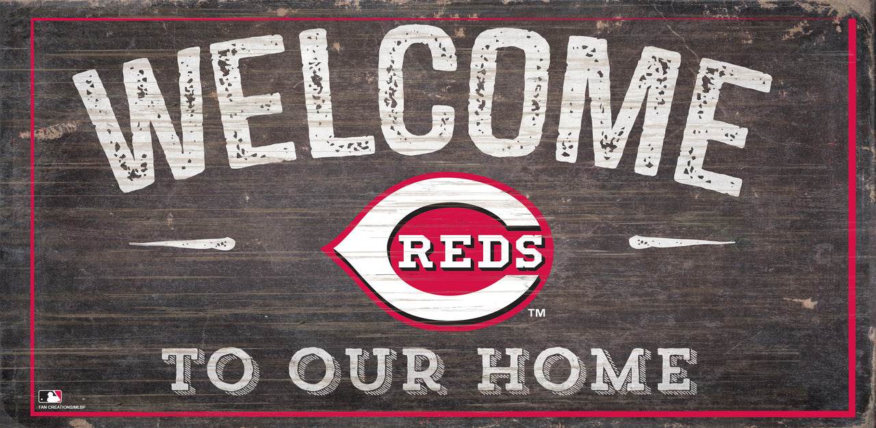 Cincinnati Reds Wood Sign 6x12 Welcome Home Rope Hanging - ToylandEU