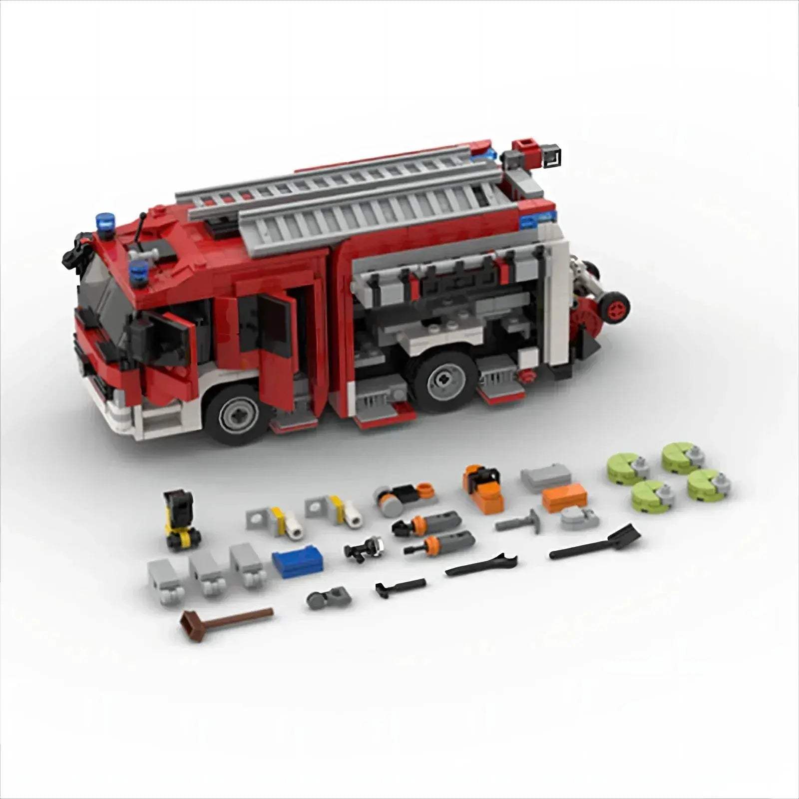 City Fire Truck Building Blocks Set With Rescue Ladder - ToylandEU