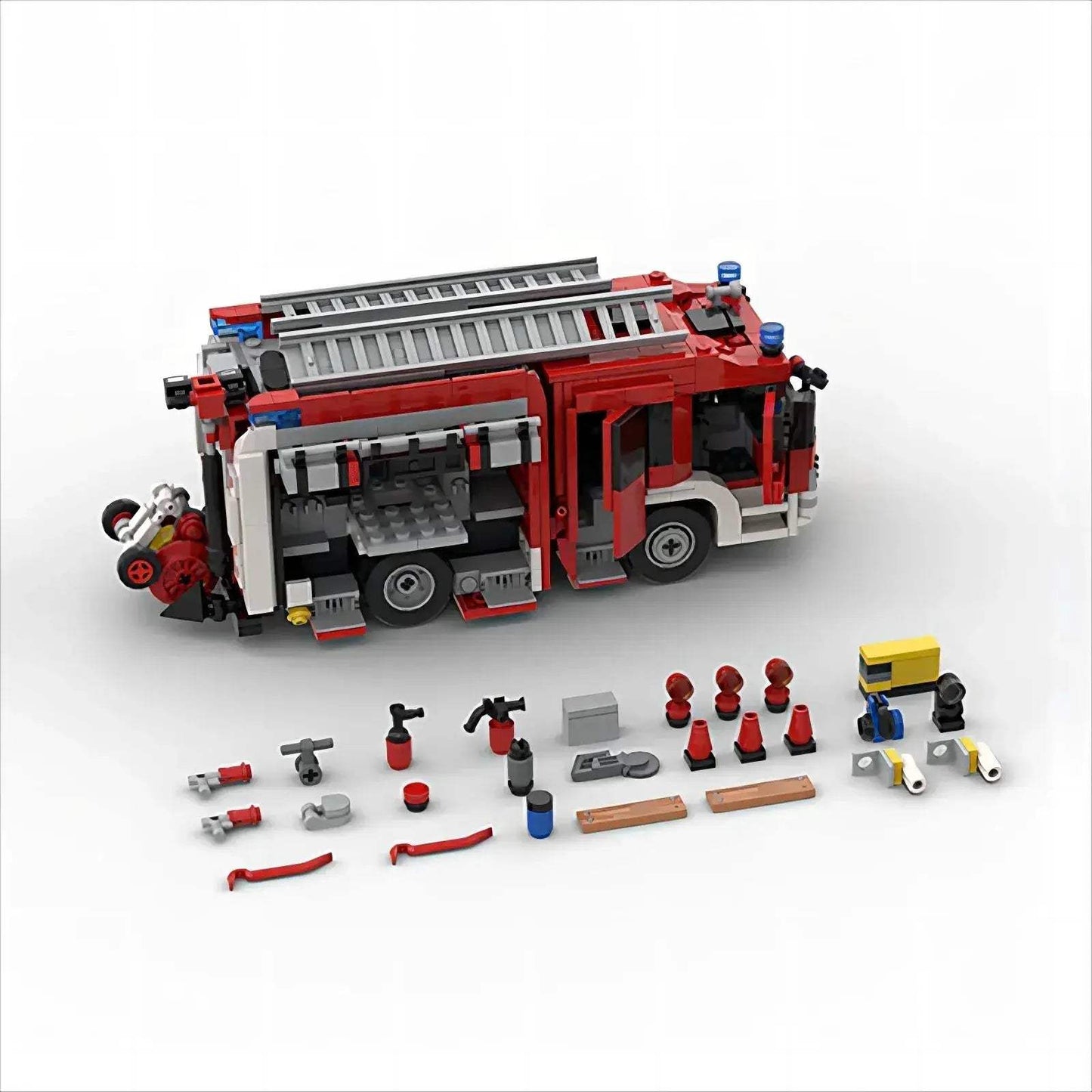 City Fire Truck Building Blocks Set With Rescue Ladder - ToylandEU