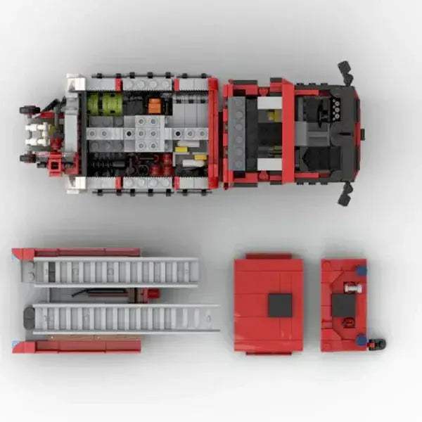 City Fire Truck Building Blocks Set With Rescue Ladder - ToylandEU