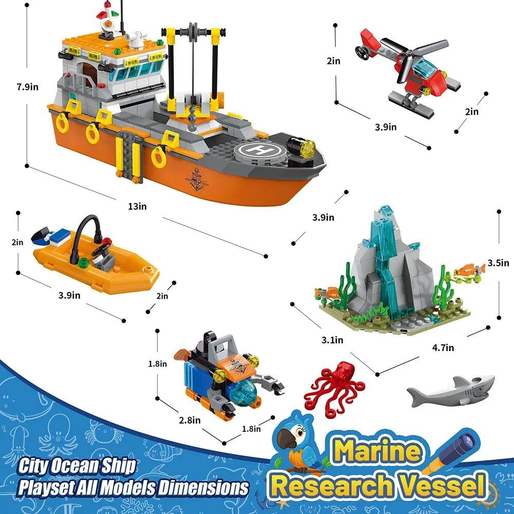 City Oceans Fishing Boat Trawler Bricks With Lighting Model - ToylandEU