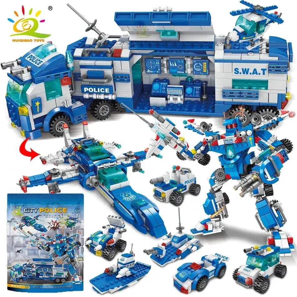 City Police Building Blocks 8in1 Set For Kids With Vehicles - ToylandEU