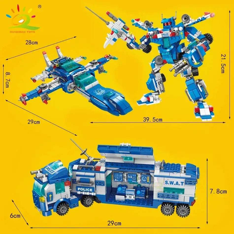 City Police Building Blocks 8in1 Set For Kids With Vehicles - ToylandEU