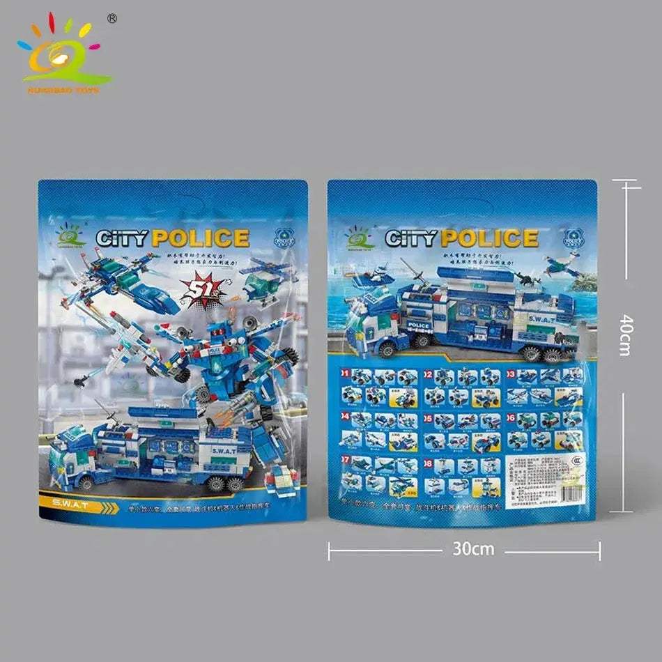 City Police Building Blocks 8in1 Set For Kids With Vehicles - ToylandEU