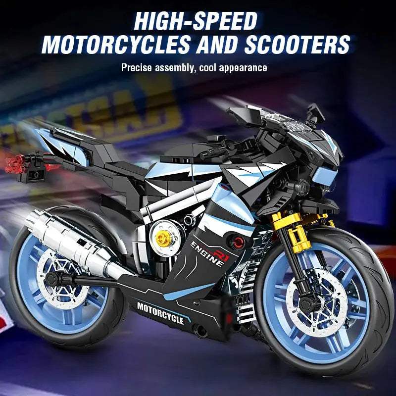 City Retro Technical Moto Car Building Blocks Racing Motobike Vehicle Bricks Toys Motorcycle Model Building block Ornaments Gift - ToylandEU