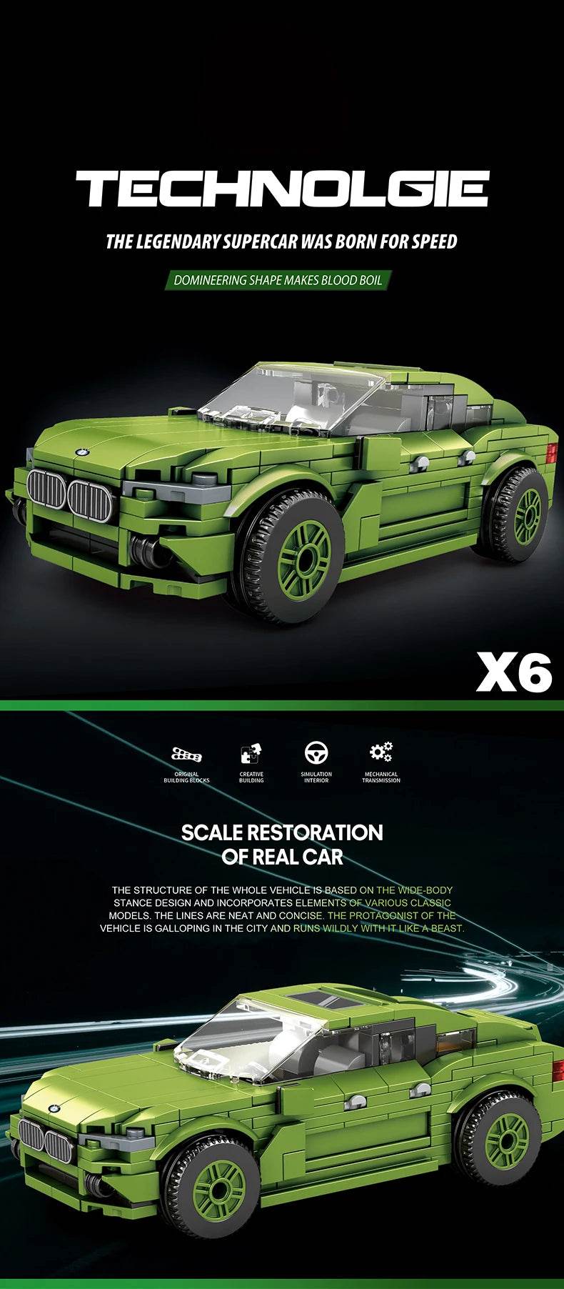 City Sports Car Series Building Blocks Speed Champion Racing Car Model Bricks Kit Boy DIY Puzzle Toys Kids Adults Holiday Gift - ToylandEU