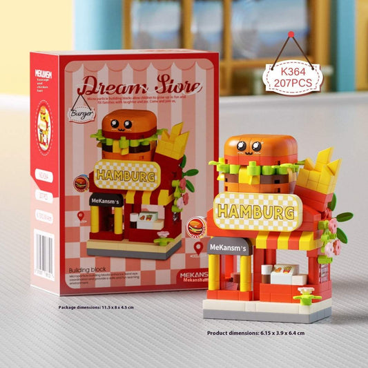 City Street View Building Blocks | Hamburger And Flower Shop
