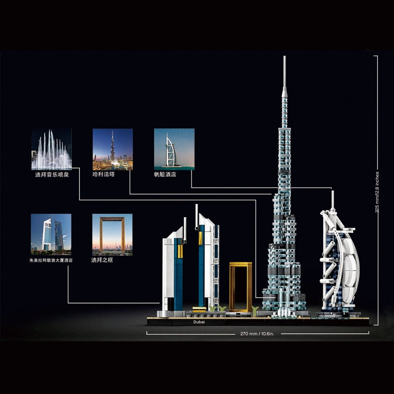 Dubai Architecture Building Blocks Kit - Urban Skyline Model - ToylandEU