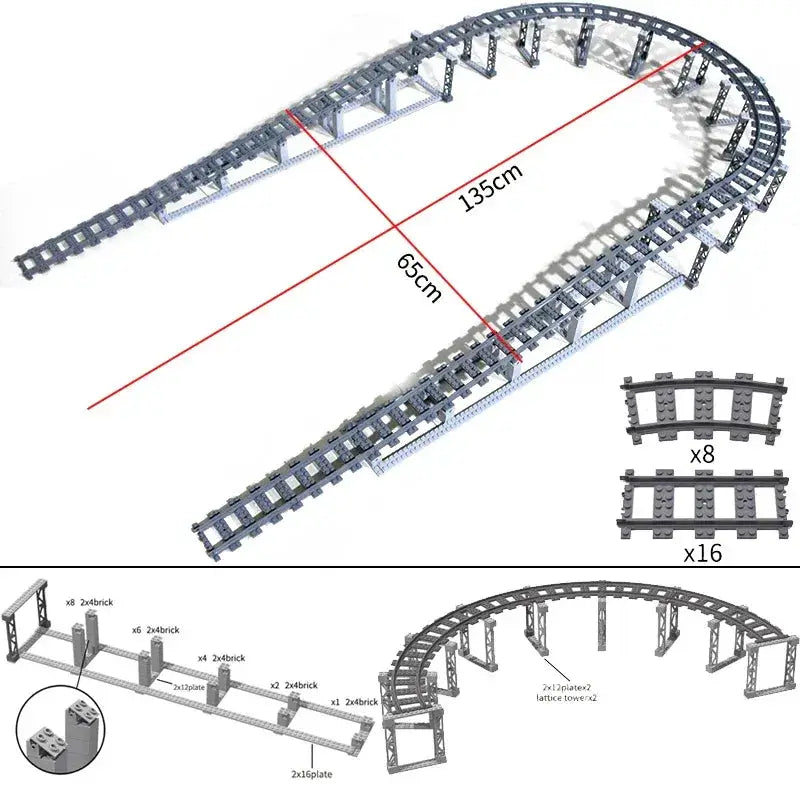 City Train Tracks Flexible Sets For Lego Compatible Bricks - ToylandEU