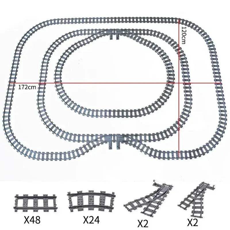 City Train Tracks Set With Flexible Forked Rails Creative Blocks - ToylandEU
