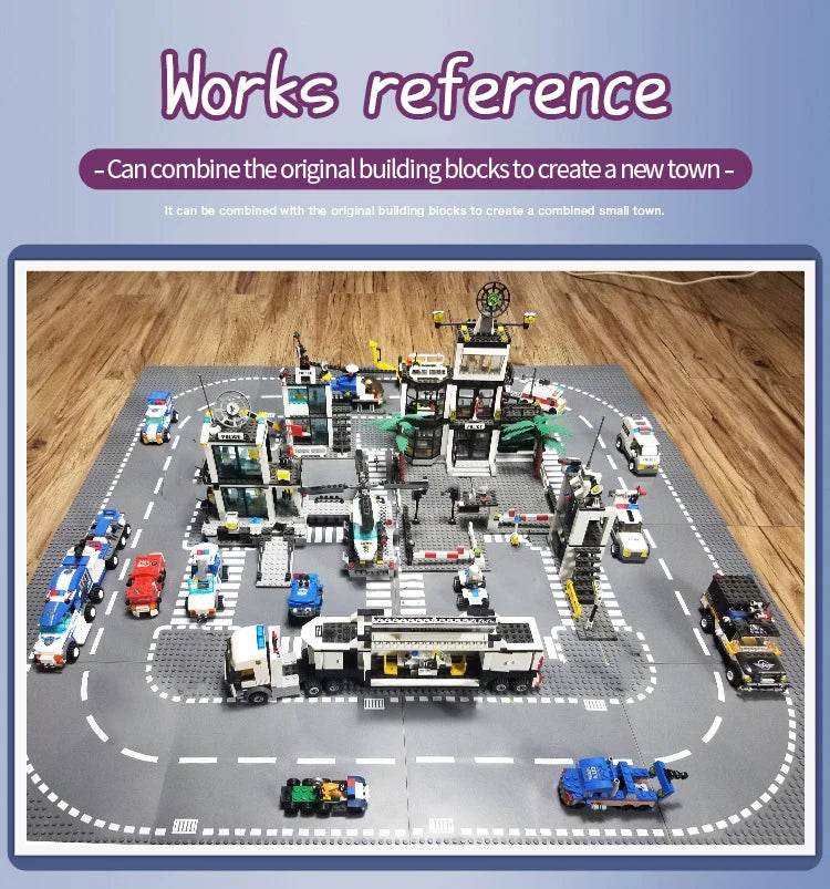 Classic Building Block Base Plate City View Traffic Road - ToylandEU