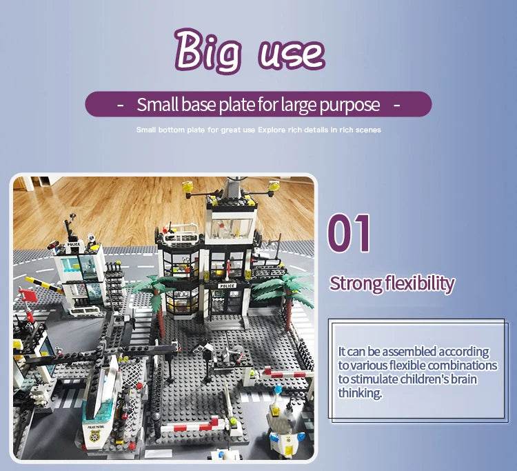 Classic Building Block Base Plate City View Traffic Road - ToylandEU