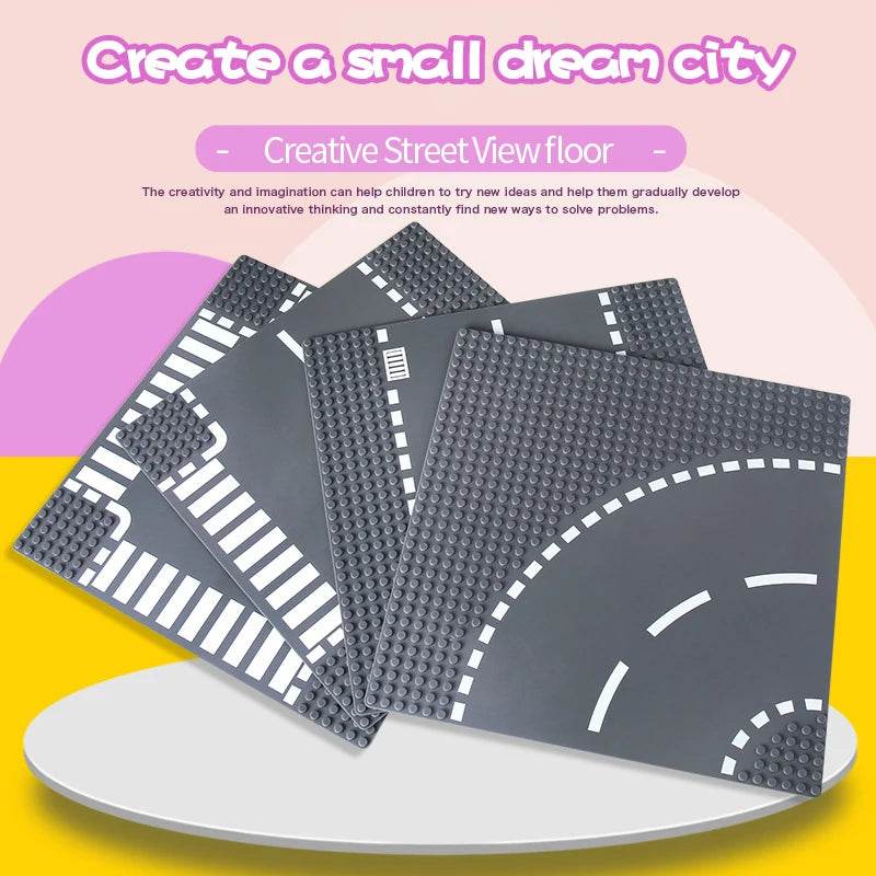 Classic Building Blocks Base Plate City Street View Traffic Road - ToylandEU