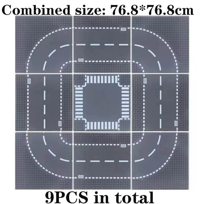 Classic Building Blocks Base Plate City Street View Traffic Road - ToylandEU